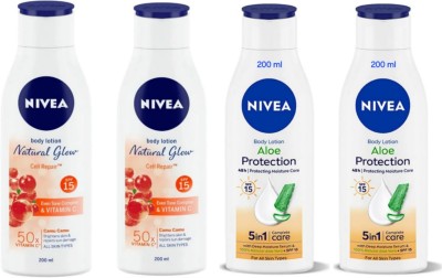 NIVEA Body Lotion 200ML -N. G. Cell Repair -2pcs & Aloe Protection -2pcs (Pack of 4)(800 ml)