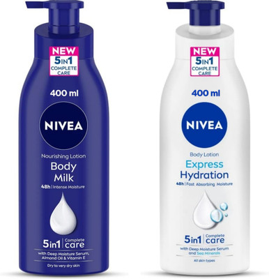 NIVEA Lotion 400ML - Body Milk Nourishing & Express Hydration (Pack of 2)(800 ml)