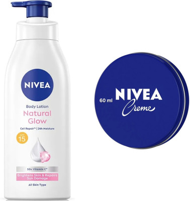 NIVEA NATURAL GLOW BODY LOTION 400 ML & CREME 60 ML(460 ml)