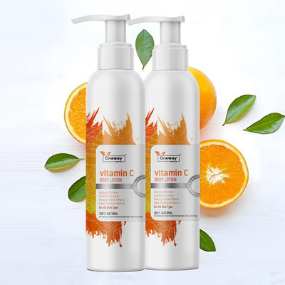 Oneway Happiness Radiance+ Vitamin C Body Lotion | Fights Dullness & Tan (2x200ml)(400 ml)