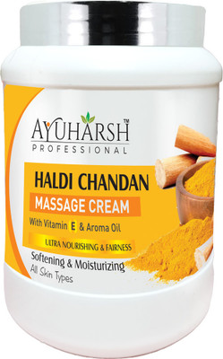 Ayuharsh Haldi Chandan Massage Cream 1 KG with Turmeric and Sandalwood for Glowing Skin(1000 ml)