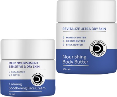 DERMISTRY Sensitive & Dry Skin Calming Moisturizer Face Cream & Kokum Mango Body Butter(150 ml)