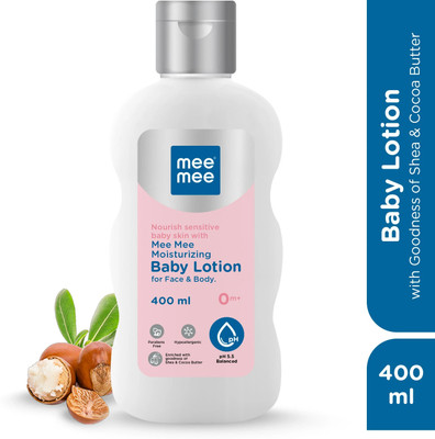 MeeMee Moisturizing Baby Lotion for Face & Body, Shea, Cocoa Butter & Almond Oil(400 ml)