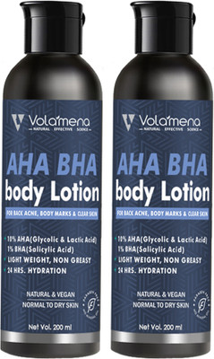 Volamena AHA BHA Body Lotion for Pigmentation & Body Acne & Marks Pack of 2(400 ml)