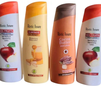 Rastic Assure Nourishing Mix Fruit, Almond and Coco Butter Body Lotion Pack of 4(400 ml)
