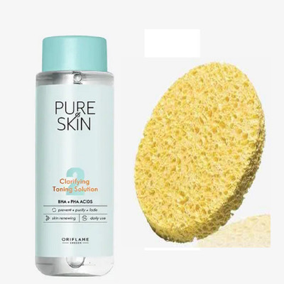 Oriflame Sweden pure skin clarifying tonning solution & cleansing pad combo set(160 ml)