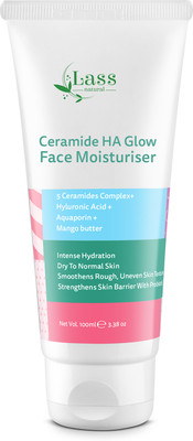 LASS NATURALS Ceramide HA Glow Face Moisturizer l Dry to Normal | Daily Hydration(100 ml)