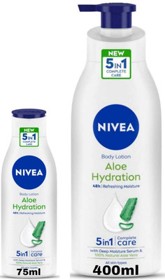 NIVEA Aloe Hydration Lotion 400ml and 75ml(475 ml)