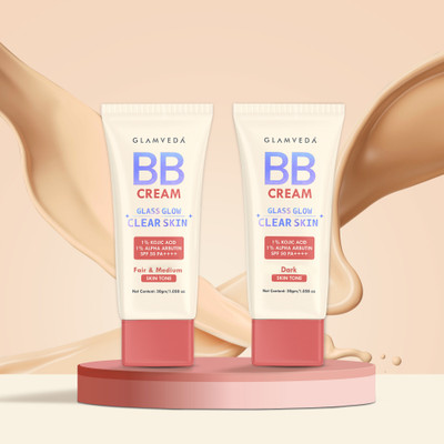 GLAMVEDA Pack of 2 BB Cream – SPF 50++++ for Fair & Warm Skin | Dark Spot Coverage(60 g)