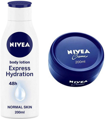 NIVEA Express Hydration body lotion 200ml And Creme 200ml Set of 2(400 ml)