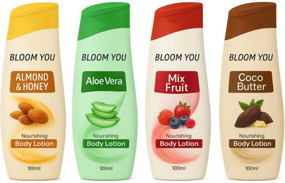 BLOOM YOU Hydration & Glow Lotion Set – 4 Variants (100ml each)(400 ml)