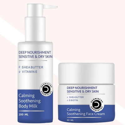 DERMISTRY Sensitive & Dry Skin Calming Moisturizer Face Cream & Shea Vit E Body Lotion(250 ml)