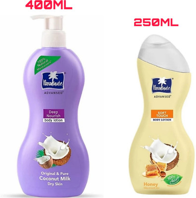 Parachute Advansed Deep Nourish Original & Pure Coconut Milk ( 400ML ) + HONEY BODY LOTION ( 250 ML )(650 ml)