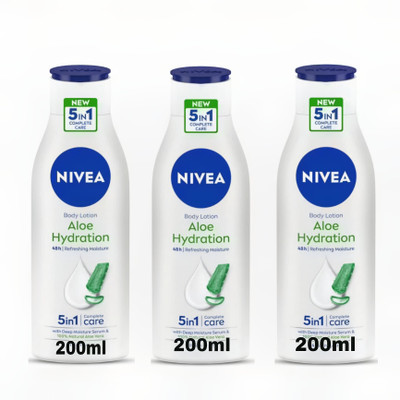 NIVEA Aloe Hydration body lotion pack of 3(600 ml)