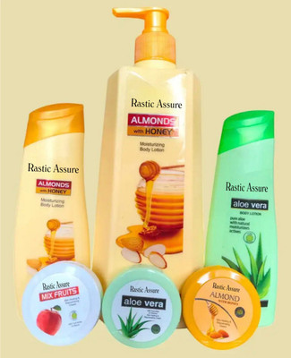 Rastic Assure Almond and Aloevera Body Lotion and Cream Pack of 6(745 ml)