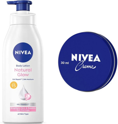 NIVEA NATURAL GLOW BODY LOTION 400 ML & CREME 30 ML(430 ml)
