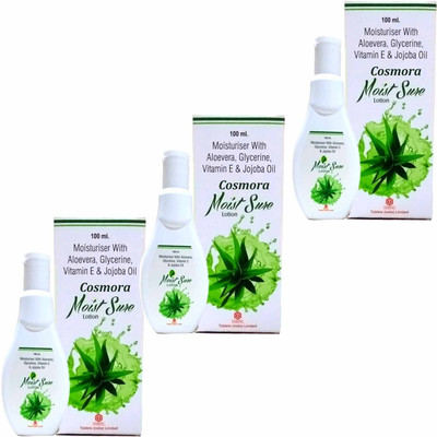 COSMORA MOIST SURE ALOEVERA LOTION FOR MOISTURIZING & SMOOTH GLOW SKIN PACK OF - 3(300 ml)