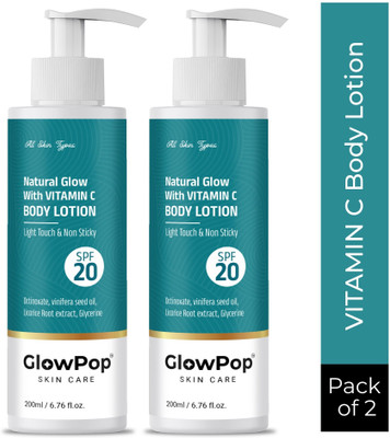 GlowPop Natural Glow Vitamin C Body Lotion Light Touch & Non Sticky SPF 20 Body Lotion(400 ml)