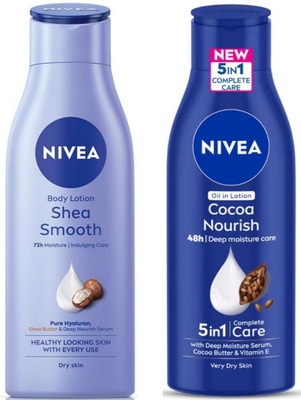 NIVEA Lotion 200mlv- Shea Smooth & Cocoa Nourish (Pack of 2)(400 ml)