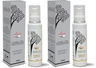 ALNA Charcoal Moisturizer for Skin Cleansing, Brightening and Deep Rejuvenation Pack of 2(200 ml)