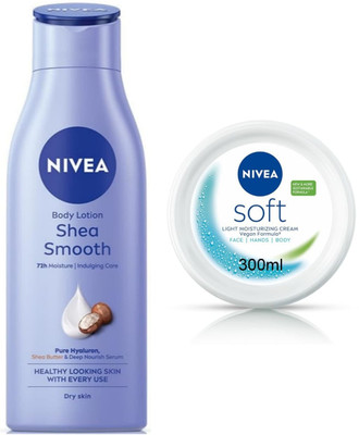NIVEA Smooth milk 200ml & Soft Cream 300ml set of 2(500 ml)