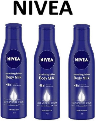 NIVEA nourishing body milk 75 ml each Pack of 3 A(225 ml)