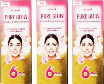 EMAMI Pure Glow Complete Brightening Cream 6 way Action Pack of 3 50g(50 g)