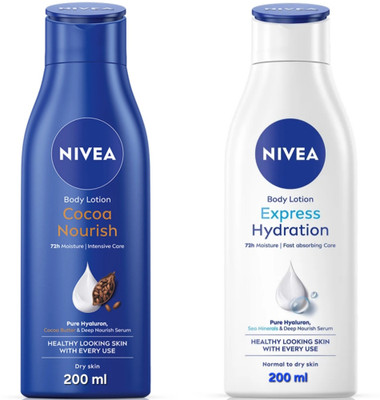 NIVEA COCOA NOURISH BODY LOTION 200 ML & EXPRESS HYDRATION BODY LOTION 200 ML(400 ml)