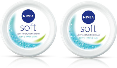 Nivea Men Women Soft Moisturizing Cream for Face, Body & Hands with Vitamin E (PACK OF 2)(400 ml)