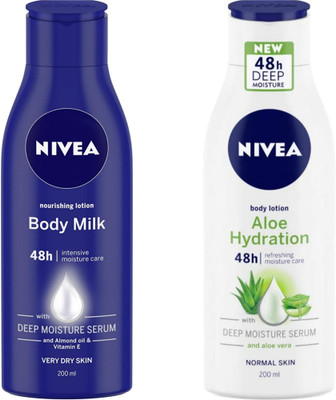 NIVEA Body Lotion 200 ML - Body Milk & Aloe Hydration(400 ml)