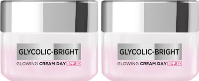 L'Oréal Paris Glycolic Bright Day Cream with SPF 30, Brightens Dark Spots, 15ml, Pack of 2(30 ml)