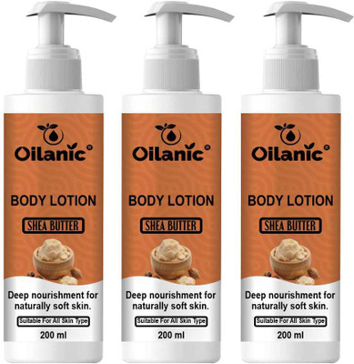 Oilanic Shea Butter Body Lotion For Deep Nourishing & Long Lasting Winter Care 200MLx3(600 ml)