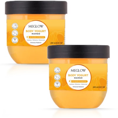 meglow Mango Body Yogurt with Mango, Shea Butter, Almond Oil | Non-sticky Body Lotion(400 ml)