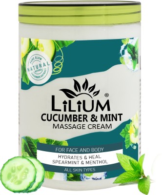 LILIUM Refresh & Renew Massage Cream Cucumber & Mint, Heal UV Damages & Sun Burns(900 ml)