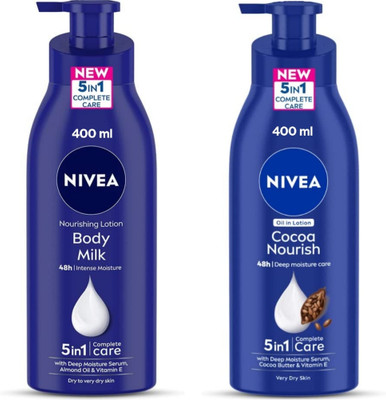 NIVEA Body Milk Nourishing Lotin 400ML & Cocoa Nourish Lotion 400ML (Pack of 2)(800 ml)