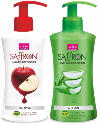 VI-JOHN Body Lotion Combo of 2 | 250 ml Each | For Men and Women | All Skin Types | Red Apple | Aloe Vera(500 ml)