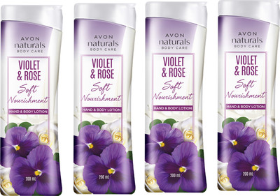 Avon Naturals Violet & Rose Hand & Body Lotion (200 ML Each Bottle) Total(800 ml)