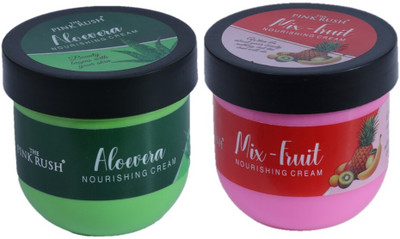 THE PINK RUSH Aloevera and Mix Fruit Body Cream Pack of 2 Combo(200 g)