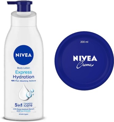 NIVEA Express Hydration Body Lotion - 400ml & Cream - 200ml (Pack of 2)(600 ml)