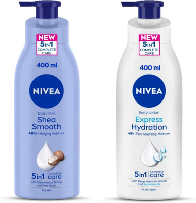 NIVEA Lotion 400ml - Shea Smooth & Express Hydration (Pack of 2)(800 ml)