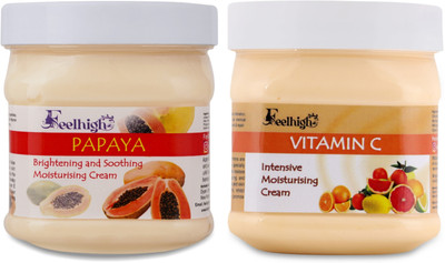 feelhigh Papaya Cream 0500ml & Vitamin C cream enriched with orange-500ml(500 ml)
