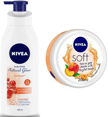 NIVEA Bodymilk 400ml lotion and Pomegranate 200ml Cream Set of 2pc(600 ml)