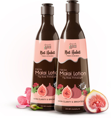 Nat Habit Malai Body Lotion Moisturizer Fig Rose PrimaLight For Glowing Skin & Hydration(500 ml)
