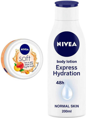 NIVEA Express Hydration 200ml lotion and Peach 50ml cream 2pc set(250 ml)