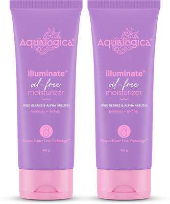 Aqualogica Illuminate+ Oil-Free Moisturizer with Alpha Arbutin & Wild Berries | Pack Of 2(200 g)
