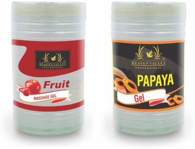 Heaven Valley Professional Fruit Massage Gel 900ml & Papaya Gel 900ml Natural Soft Skin with Vitamin E(1800 ml)