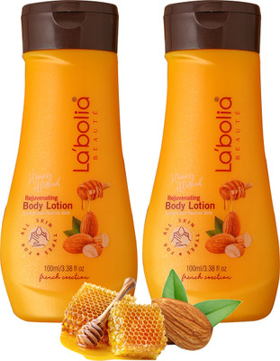 LABOLIA Honey Almond Body Lotion | 24H Moisturisation | Pack of 2 | Glowing Skin(200 ml)