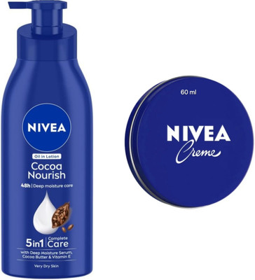 NIVEA Cocoa Nourish Body Lotion - 400ml & Cream - 60ml (Pack of 2)(460 ml)