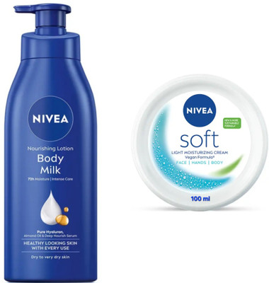 NIVEA BODY MILK BODY LOTION 400 ML & SOFT CREAM 100 ML(500 ml)