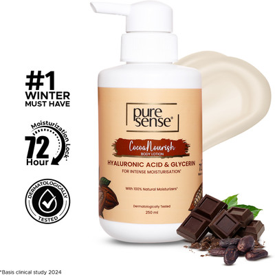 PureSense Cocoa Nourish 72hrs Moisture Lock Body Lotion with Hyaluronic Acid and Glycerin(250 ml)